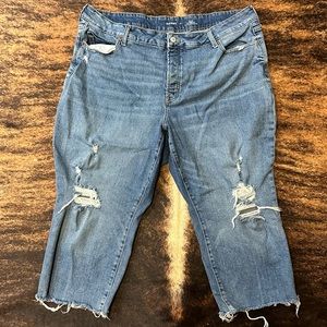 Old Navy size 22 distressed high rise curvy O.G straight frayed hem button fly